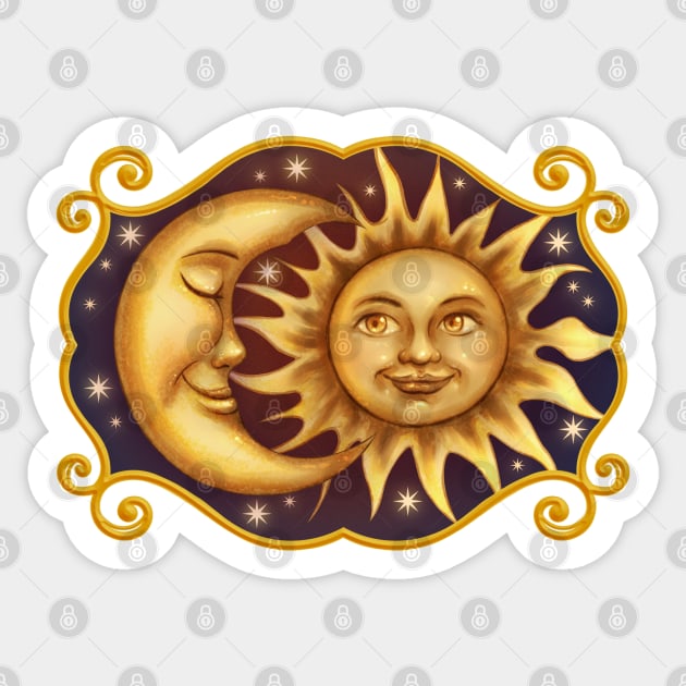 Mystical Sun and Moon Sticker by Ellador